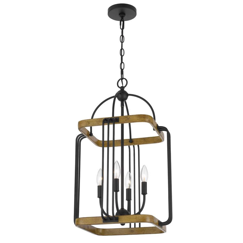 Ripon 4-Light Metal Chandelier with Wood Finish by CAL Lighting - Image 2