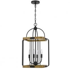 Ripon 4-Light Metal Chandelier with Wood Finish by CAL Lighting