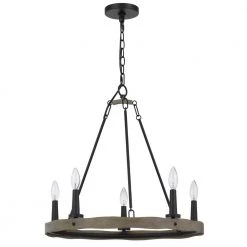 Maid Stone 5-Light Chandelier with Wood Finish by CAL Lighting