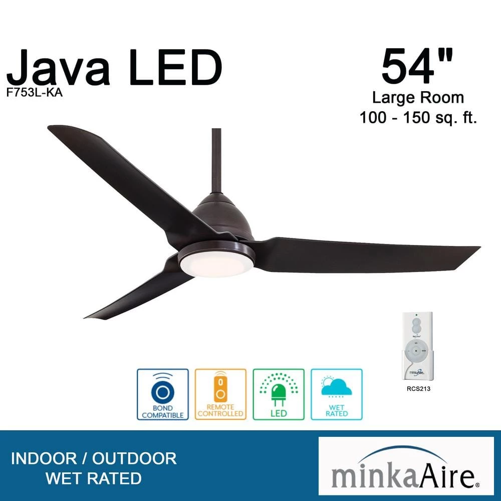 Java 54 in. Integrated LED Indoor/Outdoor Kocoa Ceiling Fan with Light and Remote Control by MINKA-AIRE - Image 3