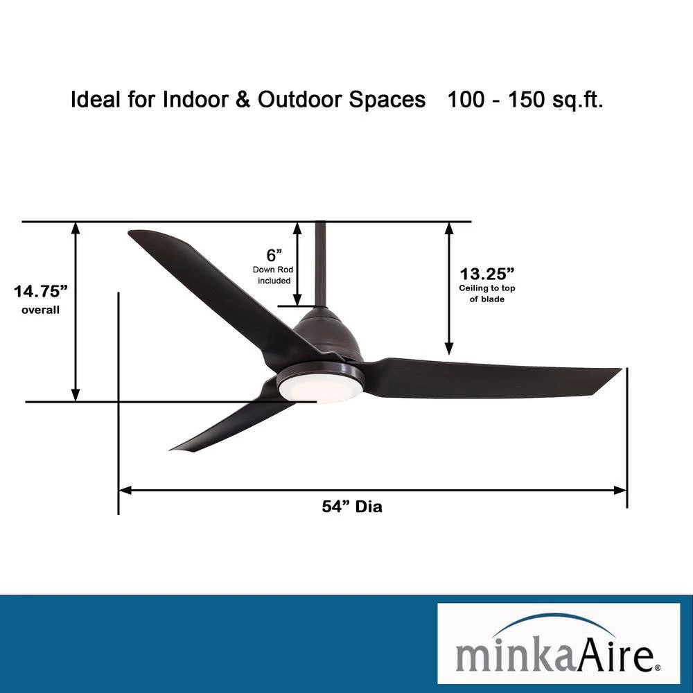 Java 54 in. Integrated LED Indoor/Outdoor Kocoa Ceiling Fan with Light and Remote Control by MINKA-AIRE - Image 8