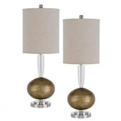 30 in. H Light Bronze Metal Table Lamp with Crystal Accents by CAL Lighting