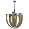 Padova 33.5 in. H 6-Light Light Oak/Iron Metal and Wood Chandelier by CAL Lighting