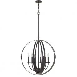 Valais 46 in. H 6-Light Matte Black Metal Chandelier by CAL Lighting