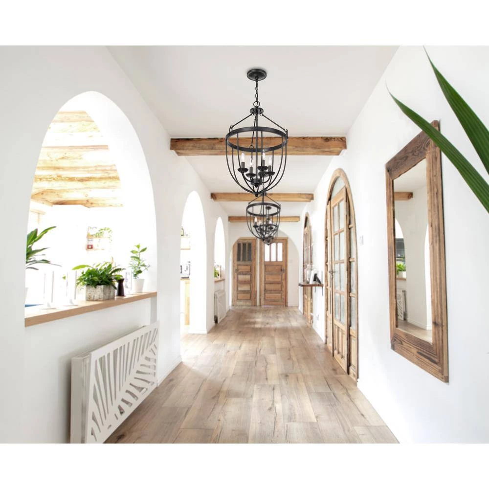 Grafton 4-Light Matte Black Metal Chandelier by CAL Lighting - Image 2