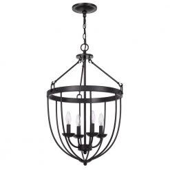 Grafton 4-Light Matte Black Metal Chandelier by CAL Lighting