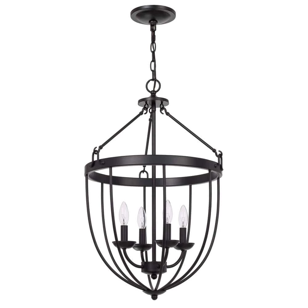 Grafton 4-Light Matte Black Metal Chandelier by CAL Lighting
