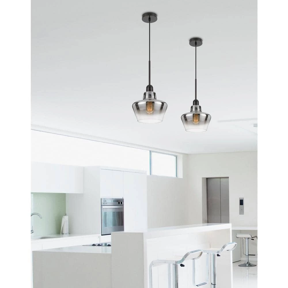 Brockton 1-Light Matte Black Metal and Glass Pendant by CAL Lighting - Image 2
