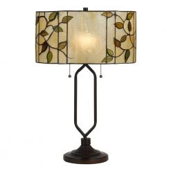 23 in. Bark Bronze Metal Table Lamp with Tiffany Glass Shade by CAL Lighting