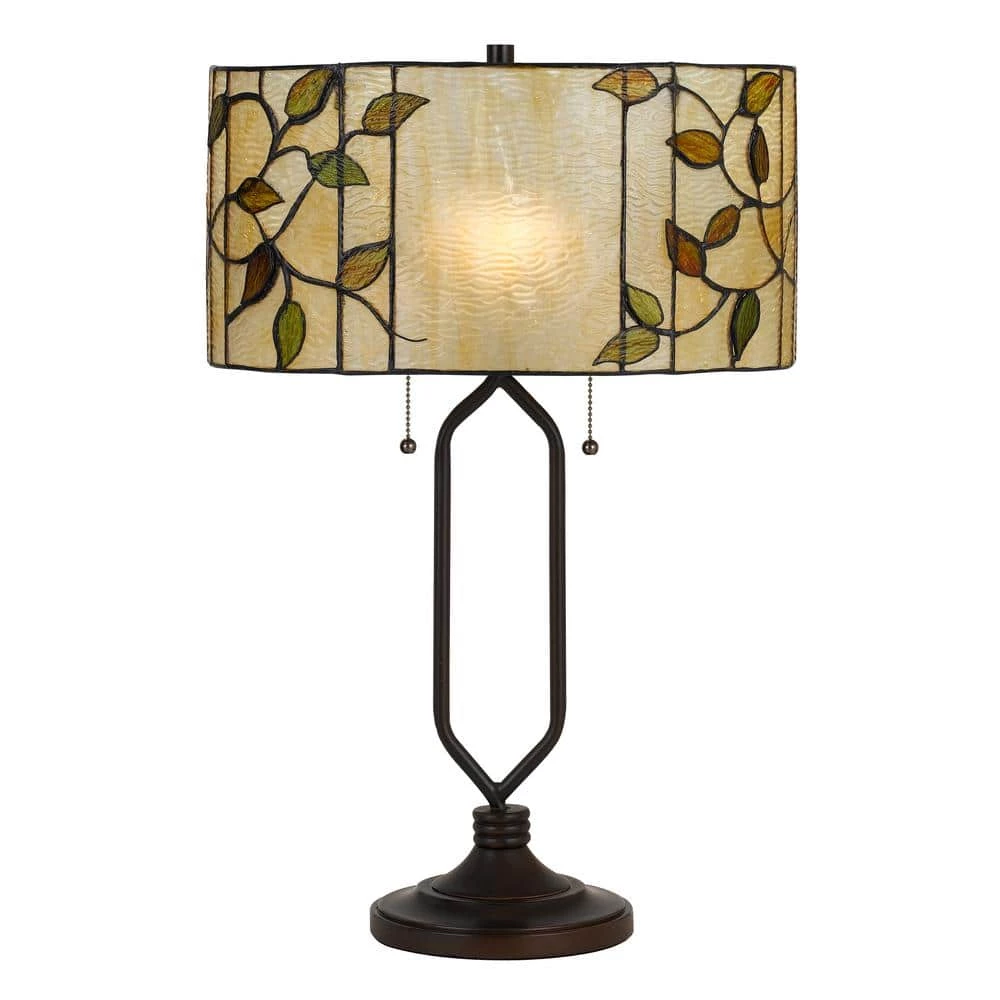 23 in. Bark Bronze Metal Table Lamp with Tiffany Glass Shade by CAL Lighting