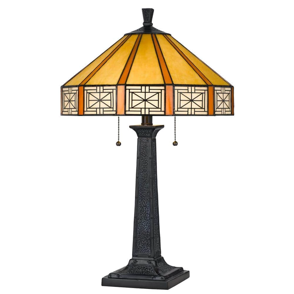 24 in. Resin Table Lamp with Tiffany Glass Shade in Dark Bronze Finish by CAL Lighting