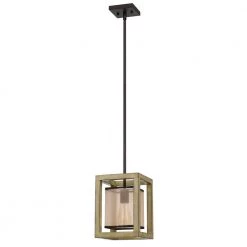 Palencia 1-Light Distressed Oak Wood Pendant by CAL Lighting