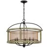 Palencia Rubber Wood 5-Light Round Chandelier with Organza Shade by CAL Lighting