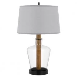 30 in. Glass Table Lamp with Oak Inner Stem by CAL Lighting