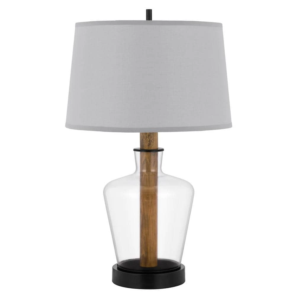 30 in. Glass Table Lamp with Oak Inner Stem by CAL Lighting