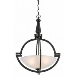 3-Light Oil Rubbed Bronze Pendant with Glass Shades by CAL Lighting