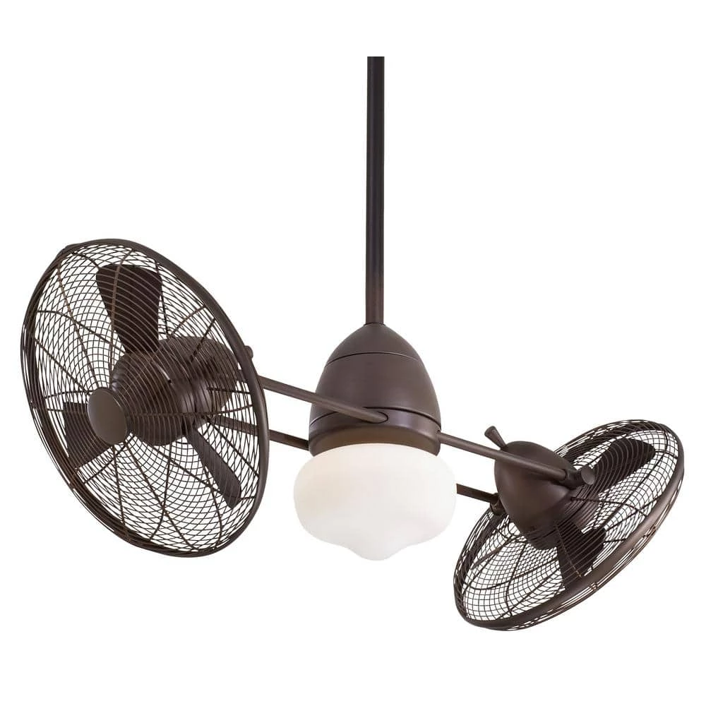 Gyro Wet 42 in. LED Indoor/Outdoor Oil Rubbed Bronze Twin Turbo Ceiling Fan with Light and Wall Control by MINKA-AIRE