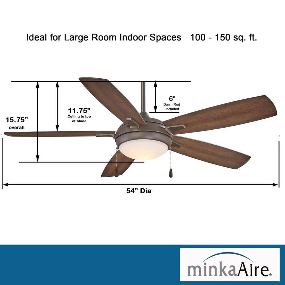 Lun-Aire 54 in. Integrated LED Indoor Oil Rubbed Bronze Ceiling Fan with Light by MINKA-AIRE - Image 7