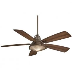Groton 56 in. Integrated LED Indoor/Outdoor Oil Rubbed Bronze Ceiling Fan with Light and Remote Control by MINKA-AIRE