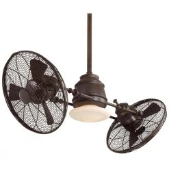 Vintage Gyro 42 in. LED Indoor Oil Rubbed Bronze Twin Turbo Ceiling Fan with Light and Wall Control by MINKA-AIRE