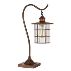 24.5 in. H Rust Metal Indoor Table Lamp with Glass Shade by CAL Lighting