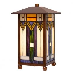 14 in. Rust Metal Accent Lamp with Tiffany Glass by CAL Lighting