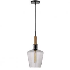 Swindon 1-Light Smoked Bass Wood Pendant by CAL Lighting