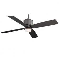 Strata 52 in. LED Indoor/Outdoor Smoked Iron Ceiling Fan with Light and Remote Control by MINKA-AIRE