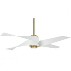 Artemis IV 64 in. Integrated LED Indoor Soft Brass and Flat White Ceiling Fan with Light and Remote Control by MINKA-AIRE