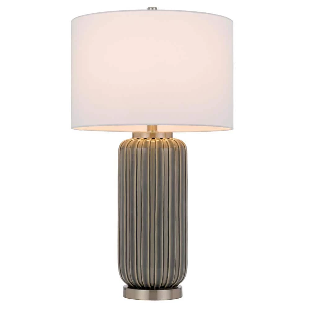 29 in. Taupe Ceramic Table Lamp with Drum Shade by CAL Lighting - Image 2