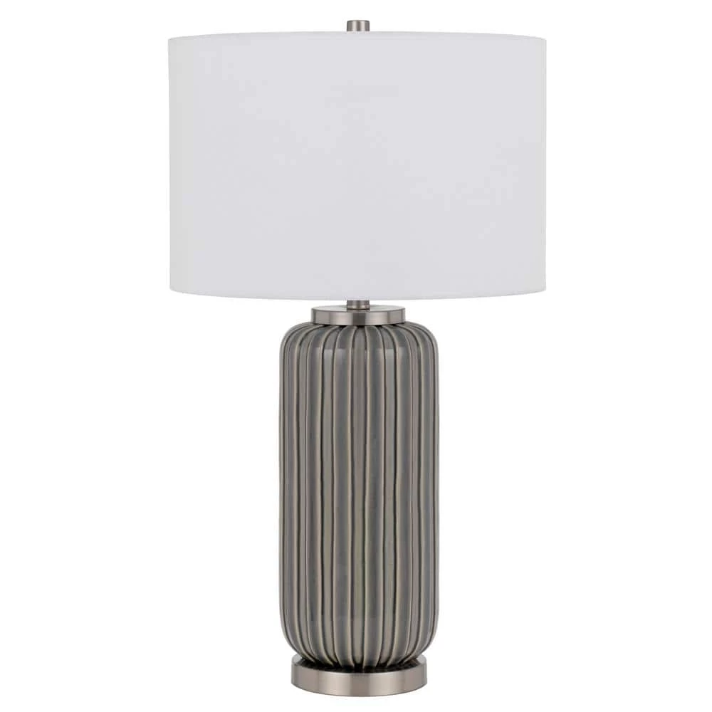 29 in. Taupe Ceramic Table Lamp with Drum Shade by CAL Lighting