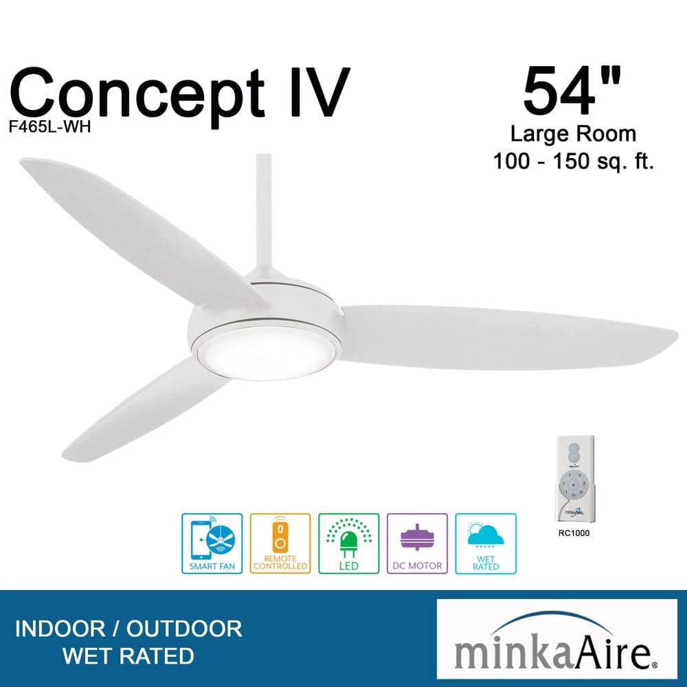 Concept IV 54 in. Integrated LED Indoor/Outdoor White Smart Ceiling Fan with Light and Remote Control by MINKA-AIRE - Image 2
