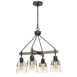 Aosta 22 in. H 4-Light Wood/Iron Metal Chandelier by CAL Lighting