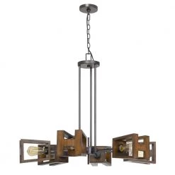 Biel 29 in. H 6-Light Wood/Iron Metal and Wood Chandelier by CAL Lighting