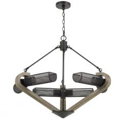 Baden 28 in. H 6-Light Wood/Iron Metal/Wood Chandelier by CAL Lighting